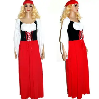 Mažmeninės prekybos Nauja ILGA Raudona Oktoberfest Alaus Tarnaitė Valstiečių Suknelė, Kostiumas vokietijos Wench kostiumas suknelė Moterų vokietijos Bavarijos Ilgas Apranga