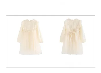 Mergaičių suknelė pavasarį, rudenį naujų nėriniai siuvinėjimo vaikų suknelė mažai žibintų rankovės merginos princesė suknelė 4-9Y