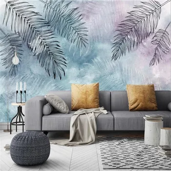 Milofi užsakymą didelis tapetai, freskos modernus minimalistinio Šiaurės retro abstrakčiai ranka-dažytos vėžlys lapų TV fono sienos