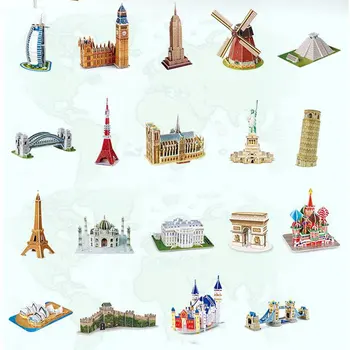 Mini Magic pasaulio Architektūros Eifelio Bokštas Laisvės Statula kortelės popieriaus 3D Puzzle pastato modelių Švietimo Žaislai Vaikams