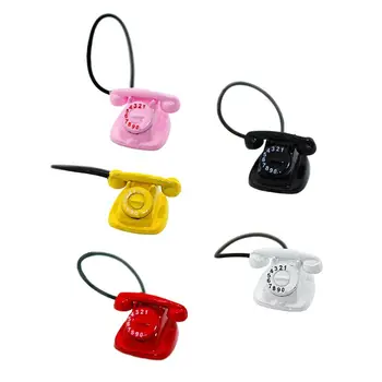 Mini Retro Stalas Telefono Modelio Telefonas Su Sukamasis Perjungiklis 1:6 1:12 Miniatiūriniai Doll House Dekoro Priedai 