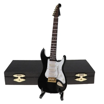 Miniatiūrinė Elektrinė Gitara Modelis su Stovu ir Atveju,Mini Muzikos Instrumentas, Modelis Miniatiūriniai Apdailos