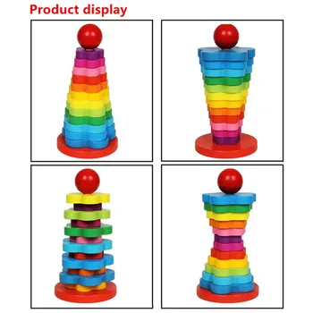 Montessori Kūdikių Blokų, Medinių žaislų Mokymosi Formų Vaivorykštės spalvų skaičių Galvosūkiai Švietimo Žaislas Vaikams Modelio kūrimą