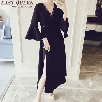 Moteriški vasaros suknelės iki 2018 m. vasaros mados kojos ritininės suknelė su v-kaklo summerdress kulkšnies ilgio juoda spalva paplūdimio vestidos NN0206 YQ
