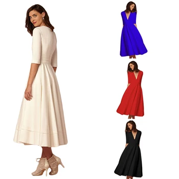 Moterų Ilgas Suknelė Balta Raudona Rudenį Ilgai Bohemijos Maxi-Line Suknelė Ponios Elegantiškas Šalis Suknelė Moterų Plius Dydis