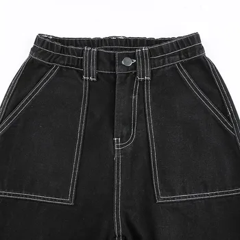 Moterų Vidurio Waisted Pločio Kojų Kelnės Tiesios Poket Džinsai Atsitiktinis Baggy Kelnės джинсы джинсы для девушек neapibrėžta 2021 Mados