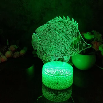 Naktį Šviesos Žuvų B Modelio 3D Led Nakties Šviesos Apdailos Vaikų Vaikams Dovanas 7 Spalva Keičiasi Vaizdo Stalo Lempa