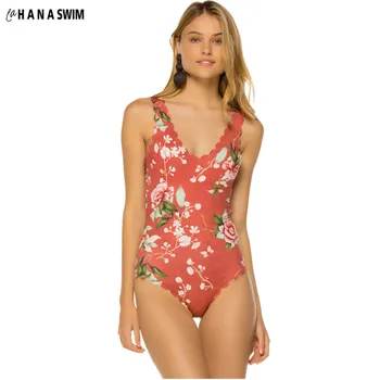 Naujas Atvykimo Spausdinti Gėlių vientisi maudymosi kostiumėlį Moters maudymosi Kostiumėliai, Moteriški maudymosi kostiumėlį, Vienos pjesės Vasaros Burlente Plaukti Moterų Maudymosi Kostiumas