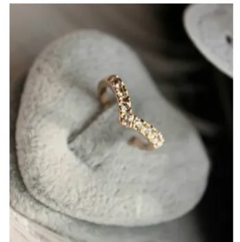 Naujas mados juvelyrikos Bohemijos vestuvinį žiedą, V-formos dizaino, blizgus didelis papuošalų, kristalų žiedo karšto moteris elegantiškas žiedas