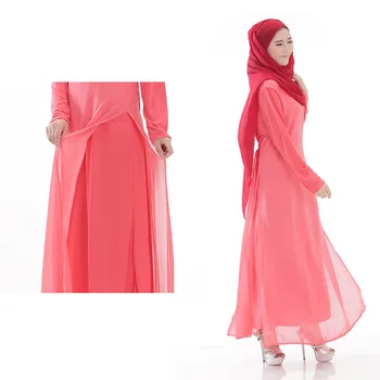 Naujas Musulmonų Drabužiai Islamo Ilgą Šifono Suknelę Ilgomis Rankovėmis Drabužius Malaizija Indonezija Fashiob Drabužių Abaja 5 Spalvų
