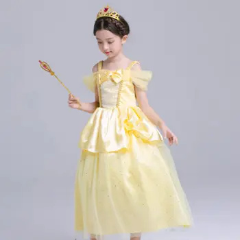 Nauji Karšto Pardavimo Vaikų Animacinių filmų Bud šilkografija Mergina Dress Mergaitė Grupė Dress Vaikų Šokių Princesė Dress Mergaitė Kostiumas 4-8Year