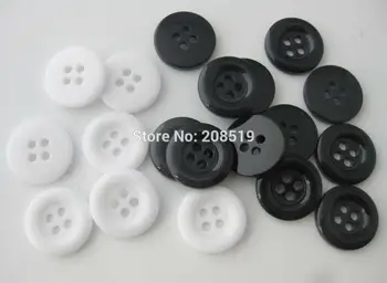 NBNOKG 100 gabalas marškinėliai mygtukai balta/juoda 4-hole siuvimo mygtuką 15mm/20mm drabužių priedai