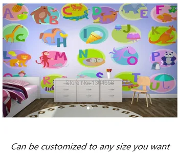 Nemokamas pristatymas custom freskos Abėcėlė Darželio Tapetai, Freskos didelis miegamasis, svetainė, TV foną tapetai