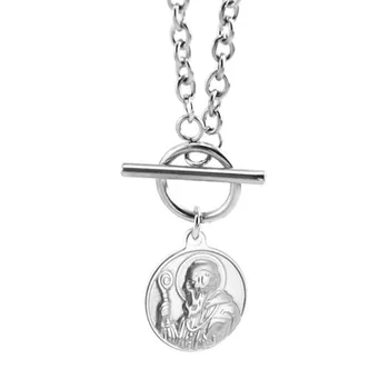 Nerūdijančio Plieno San Benito Medalla Karoliai Sidabro Spalvos/Aukso Metalo Medallas Katalikų Religiosas Choker