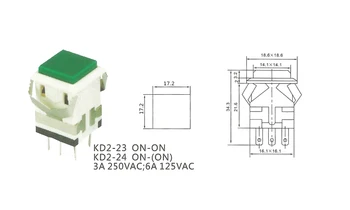 NS194 KD2-23 125VAC~250VAC APIE-Žalia/Raudona galva mygtukas jungiklis