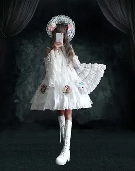 Palace saldus princesė lolita dirželis suknelė vintage aukšto juosmens nėrinių elegantiškas viktorijos suknelė kawaii girl gothic lolita cosplay loli