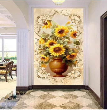Pasirinktinius nuotraukų gėlių piešiniai ant sienos didelis Tapetai, Sienų Dekoras Tapyba Kambarį Įėjimo Prieškambario Gėlių Papel De Parede 3D
