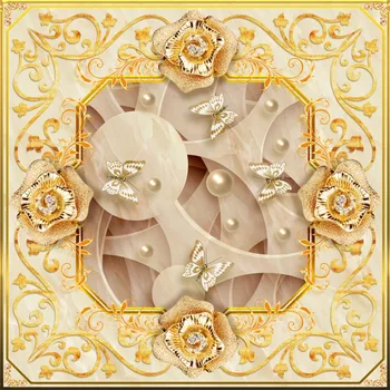 Prabanga Europos Šiuolaikinės 3D Užuolaidų Marmuro Modelio Aukso Uždanga Drugelis Diamond Užuolaidų, Namų Miegamojo Puošmena