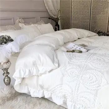 Prabangus Minkštas Medvilnės patalyne, Mėlyna Rožinė Balta patalynės komplektai karalienė king size lova lapas nustatyti, antklode padengti ropa cama de/skalbimas de šviečia