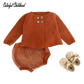 Puikus, jaukus kūdikių drabužiai nustatyti, Pavasarį, rudenį medvilnės mezgimo ilgomis rankovėmis susagstomi megztiniai+šortai rinkiniai bamblys baby kombinezonas vaikams komplektai