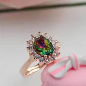 Reguliuojamas Mergina Geometrinis Žiedas 925 Spalva Crystal Užpildyti Rose Gold Žada Vestuvės Vestuvinis Žiedas Moterims Geriausių Dovanų, C25