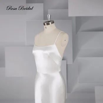 Rosabridal undinė vestuvių suknelė Modernaus stiliaus kvadratinių iškirpte backless nuotakos suknelė