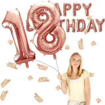 Rose aukso gimtadienio apdailos skaičius gimtadieniu prekių balionų rinkinys su gimtadieniu B6X4