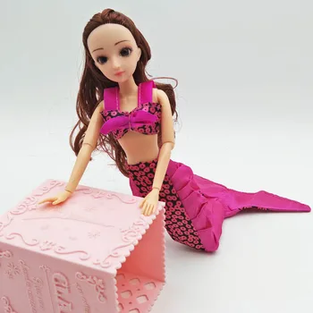 Rožinis Cosplay Kostiumų Undinė Drabužius Barbie Lėlės Suknelę Liemenėlė & Slidinėti Sijonas Komplektus 1/6 BJD Doll Aksesuarų Vaikams Žaislas