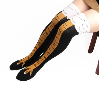 Rudenį, žiemą Laikyti Šiltai Medvilnės kelio kojinės mergaitėms Mados vištienos kojų juokinga spausdinti kojinės Vamzdelio formos Patogios Kojinės šiltas @7