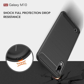 Samsung Galaxy M10 Anglies Pluošto Atveju, Anti-knock Minkštos Tpu Šepečiu Tvirtas Gumos Šarvai M 10 Silikono Hibridas Telefono Dangtelį
