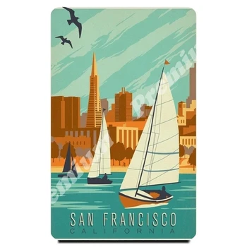 San Francisko suvenyrų magnetas derliaus turizmo plakatas