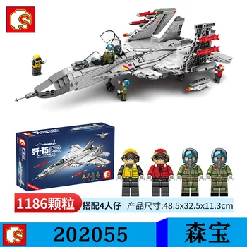 Senbao 202055 kūrimo bloką J-15 laivo kovotojas karinės serija Vaikų mažų dalelių įspūdį surinkti žaislą