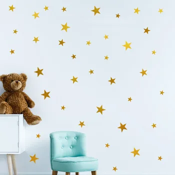 Sienų lipdukai miegamasis naklejki na sciane dla dzieci vinilos decorativos Aukso žvaigždės, lazdelės aufkleber modernių vaikų kambario dekoravimas