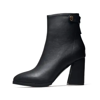 Smeeroon naujas populiarus rudens-žiemos batai moterims pu odos batai zip aukšti kulniukai aukštos kokybės batai šalies bateliai