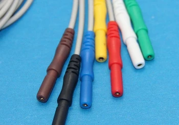 Suderinama Nauja Din 1.5 stiliaus ekg holter kabelis,7-ekg derivacijų leadwires,IEC,Snap Holter kabelis 1m Holter Laidą Veda pacientų