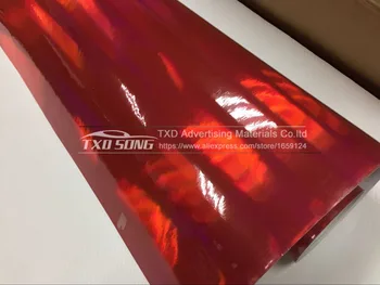 Super Kokybės 3 Sluoksnių Raudona Holografinis Vinilo Įvyniojimas į plėvelę su oro burbuliukai nemokamai 