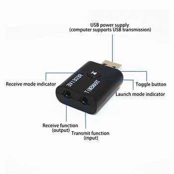 USB Bluetooth 5.0 Adapteris 2 in 1, USB, 