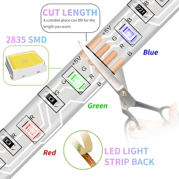USB Juostelės Šviesos 5V Belaidžio Nuotolinio Valdymo 0.5 1 2 3 4 5M LED RGB Lanksčiai Lempos Juostelės Dekoro 16 Spalvų Apšvietimas Šviesos 2835 SMD