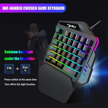 V100 Mini FN+ESC Mygtuką, LED Backlight Viena ranka 35 Klavišus Mechaninė Klaviatūra Desktop Office Pramogų Nešiojamas Pc Gamer