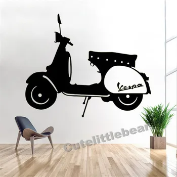 Vesspa Sienų Lipdukai Miegamasis Lounge Mod Motociklu Lipdukas Art Vinyl Kilnojamojo Automobilį Sienos Lipdukas, Decal Kambarį Namų Dekoro