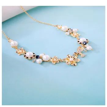 XQ moteris karoliai šviesą gėlės baltos perlų imitacija Korėja išskirtinį clavicle grandinės 2019 naujų aksesuarų, bižuterijos