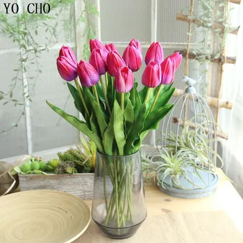 YO CHO 3pcs Dirbtinės Gėlės Aukštos Kokybės PU Tulpių Netikrą Gėlės, Puokštės, Vestuvių Namų, Sodo Dekoro Festivalis Šaliai Dekoro