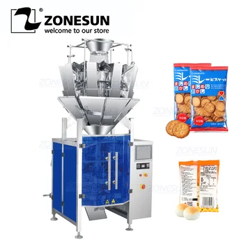 ZONESUN Automatinė Drožlių Granulės Sausainių Ryžių Svėrimo Pripildymo Ir Sandarinimo Mašinos, 10 Galvų Maišelį Formavimo Pakavimo Mašinos