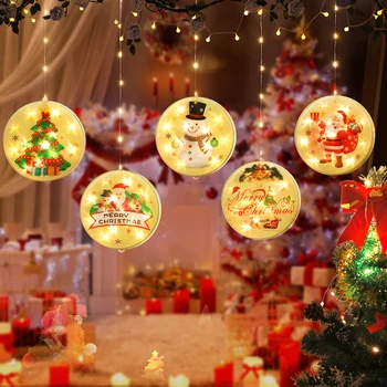 Šiltai Balta LED Spalvinga Star Lempos Christmas Hanging Round Pasakų Lempos Kalėdų Dekoracijas Atostogų Apšvietimas Namuose