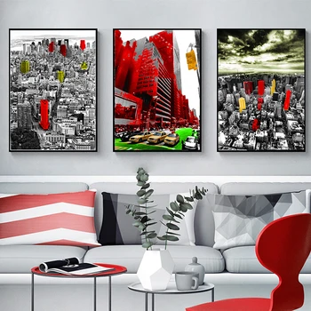 Šiuolaikinės New York Londono Miesto Vaizdą Sienos meno Raudona Kraštovaizdžio Plakatai ir grafika Juoda Ir Balta Nuotraukas Kambarį Namų Dekoro