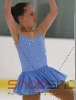 šviesiai mėlyna dailiojo čiuožimo suknelės mergaičių konkurencijos čiuožimo suknelės užsakymą čiuožyklos drabužiai vaikams zawalcowany nemokamas pristatymas