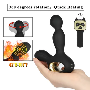 10 Vibracijos Režimą 360 Roating Prostatos Massager Belaidžio Kontrolės Šildymo Vibratorius Anal Plug G-Taško Stimuliatorius Užpakalis Kištukai Sekso Žaislas