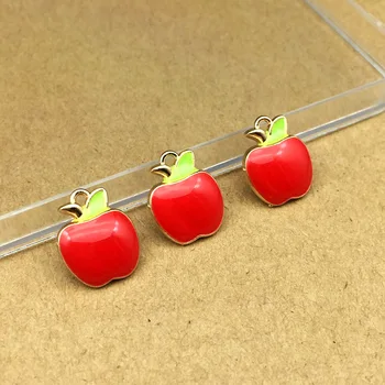 10vnt 12x15mm emalio raudonas obuolys žavesio papuošalai priėmimo auskarai pakabukas žavesio apyrankę mados žavesio mados vaisių žavesio