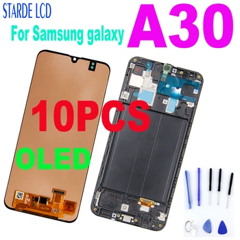10VNT OLED LCD Samsung galaxy A30 A305/DS A305F A305FD A305A Ekranas Jutiklinis Ekranas skaitmeninis keitiklis Surinkimo Samsung Lcd A30