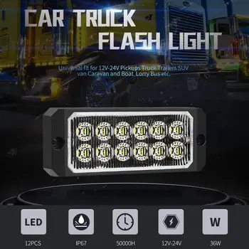 12 LED Automobilių Strobe Šviesos Avarinis Blykstės Lempos 18-Flash Modelis, Sunkvežimių, Atkūrimo Automobilį